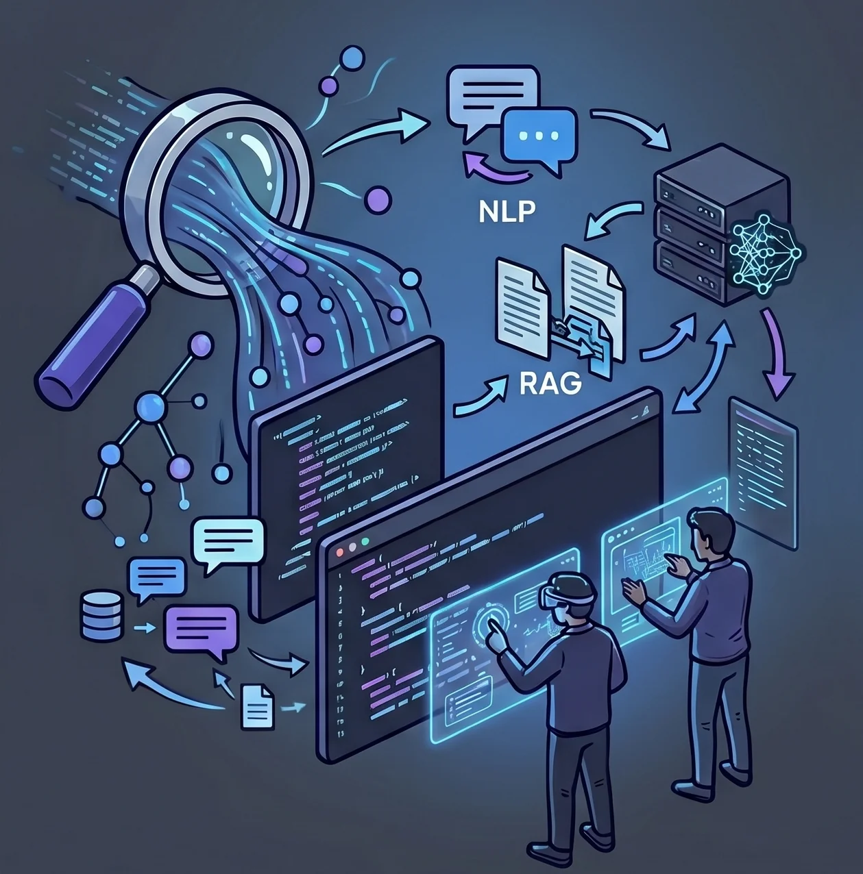 Diagram of a modern NLP and RAG search implementation